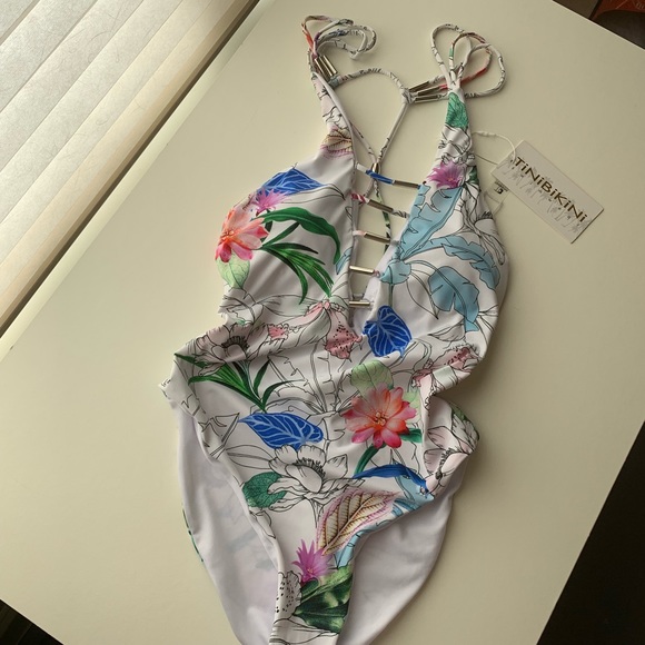 TiniBikini | Floral Print One Piece Swimsuit - Picture 1 of 4